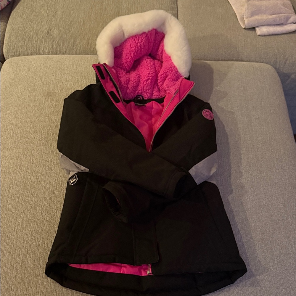 Kids Black and Pink Hooded Jacket